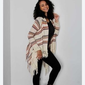 4/$15 Striped Fringe Women's Sweater Boho Layering